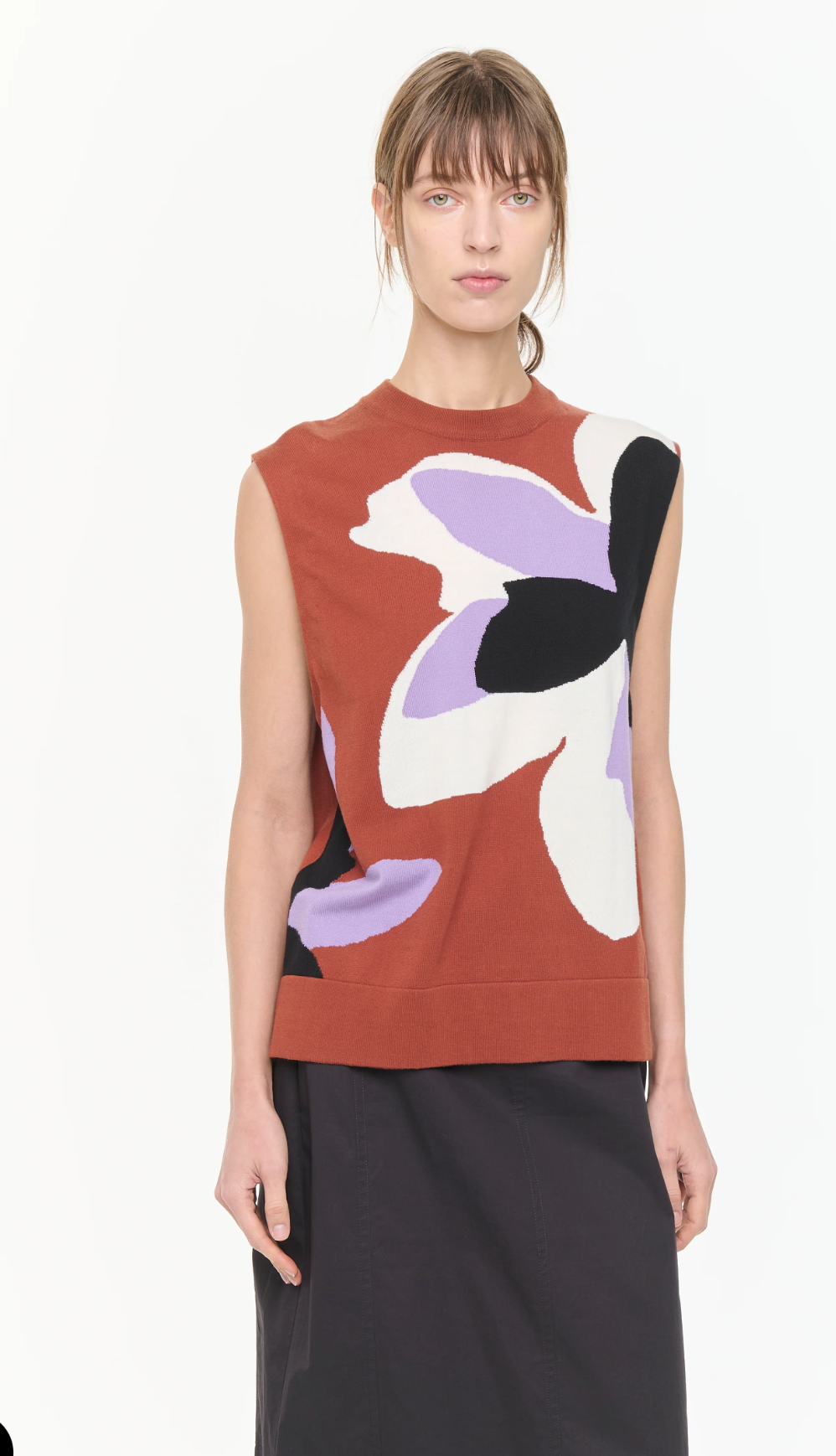 Plan C Floral Knit Vest