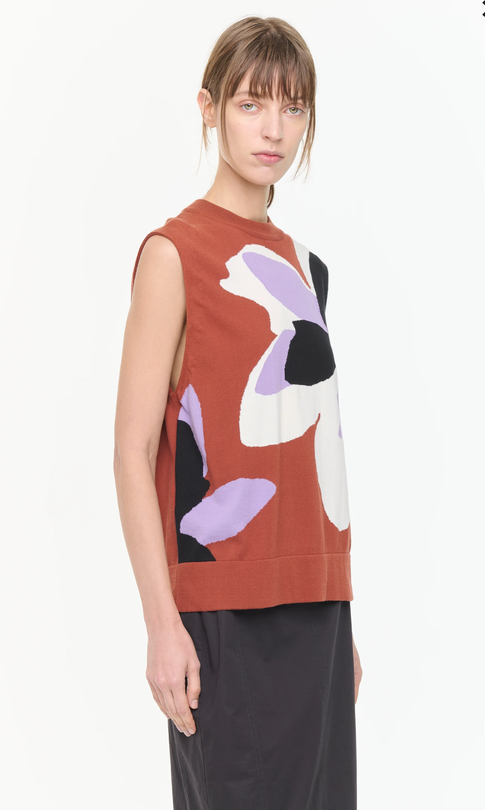 Plan C Floral Knit Vest