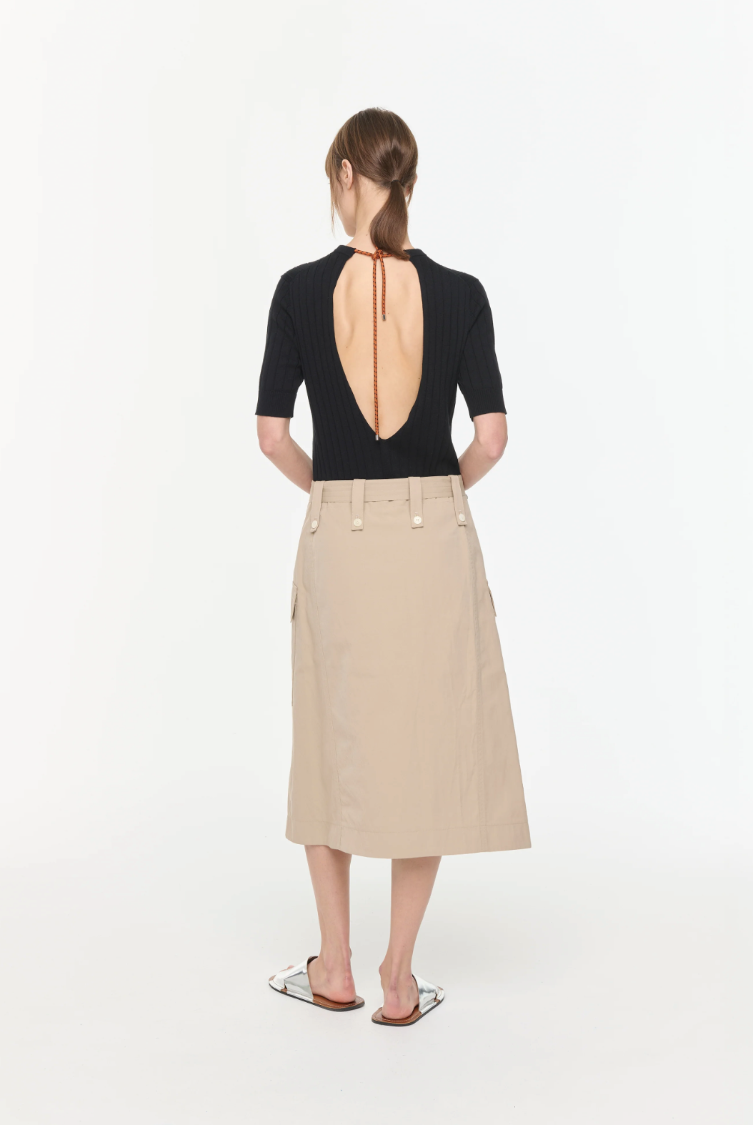 Plan C Beige Belted Skirt