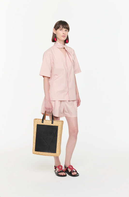 Plan C Rose Scarf Collar Shirt