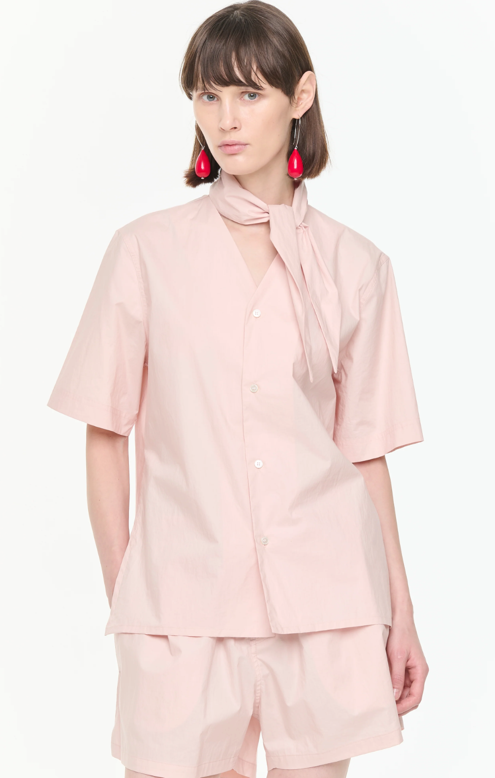 Plan C Rose Scarf Collar Shirt