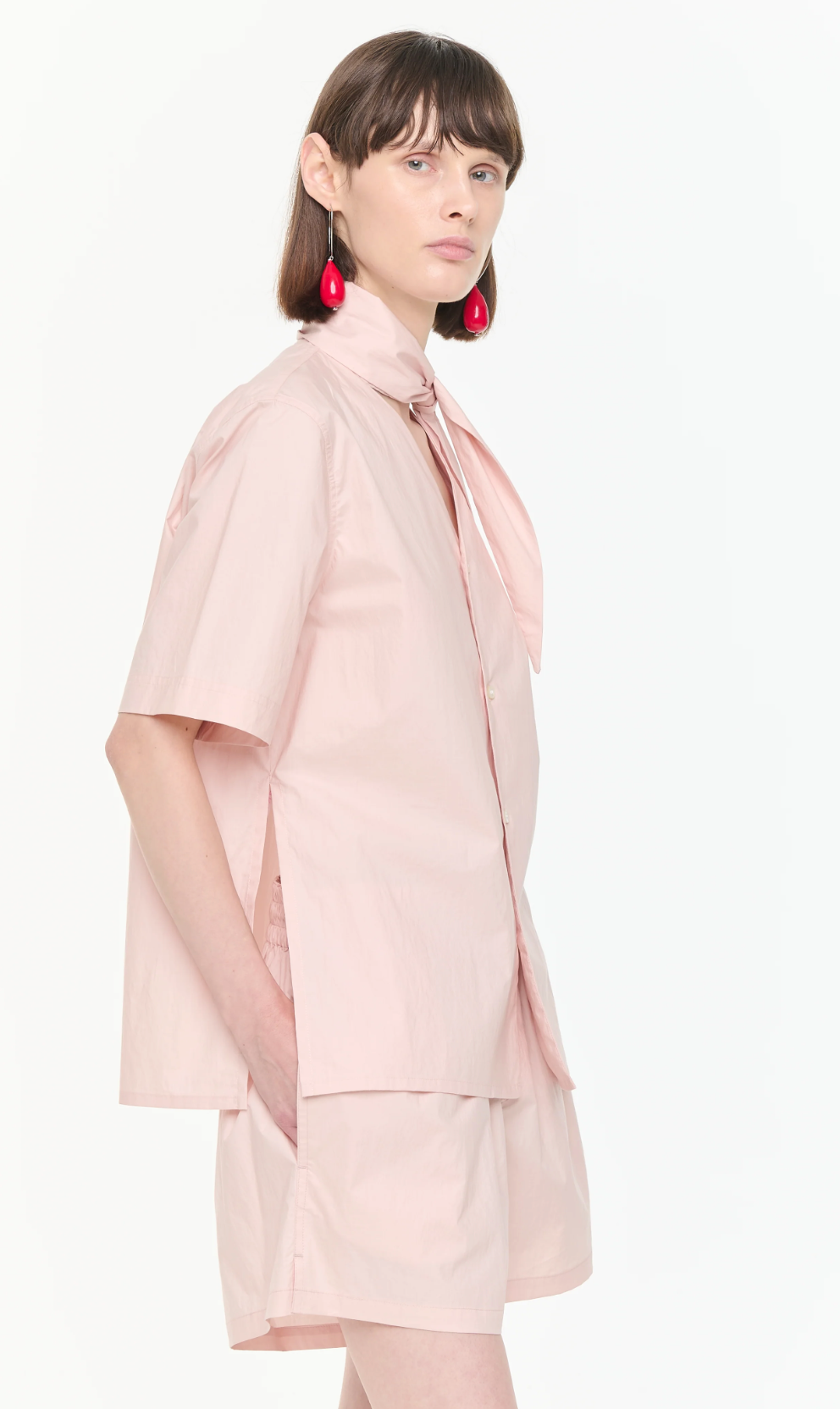 Plan C Rose Scarf Collar Shirt