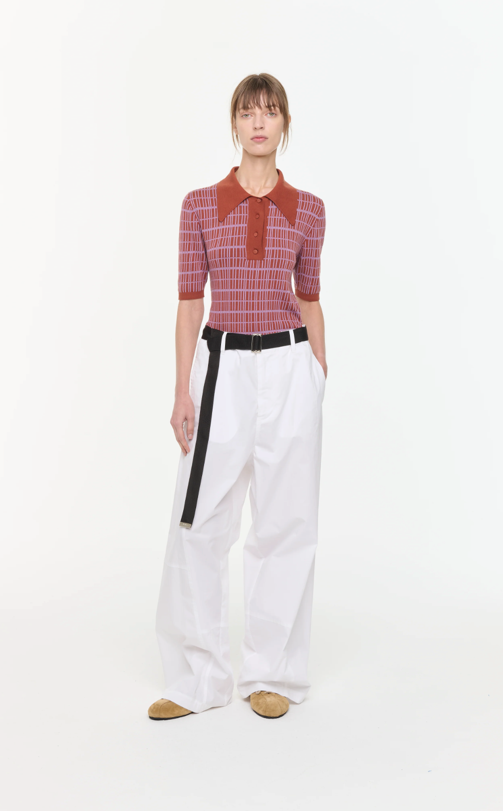 Plan C White Belted Trousers