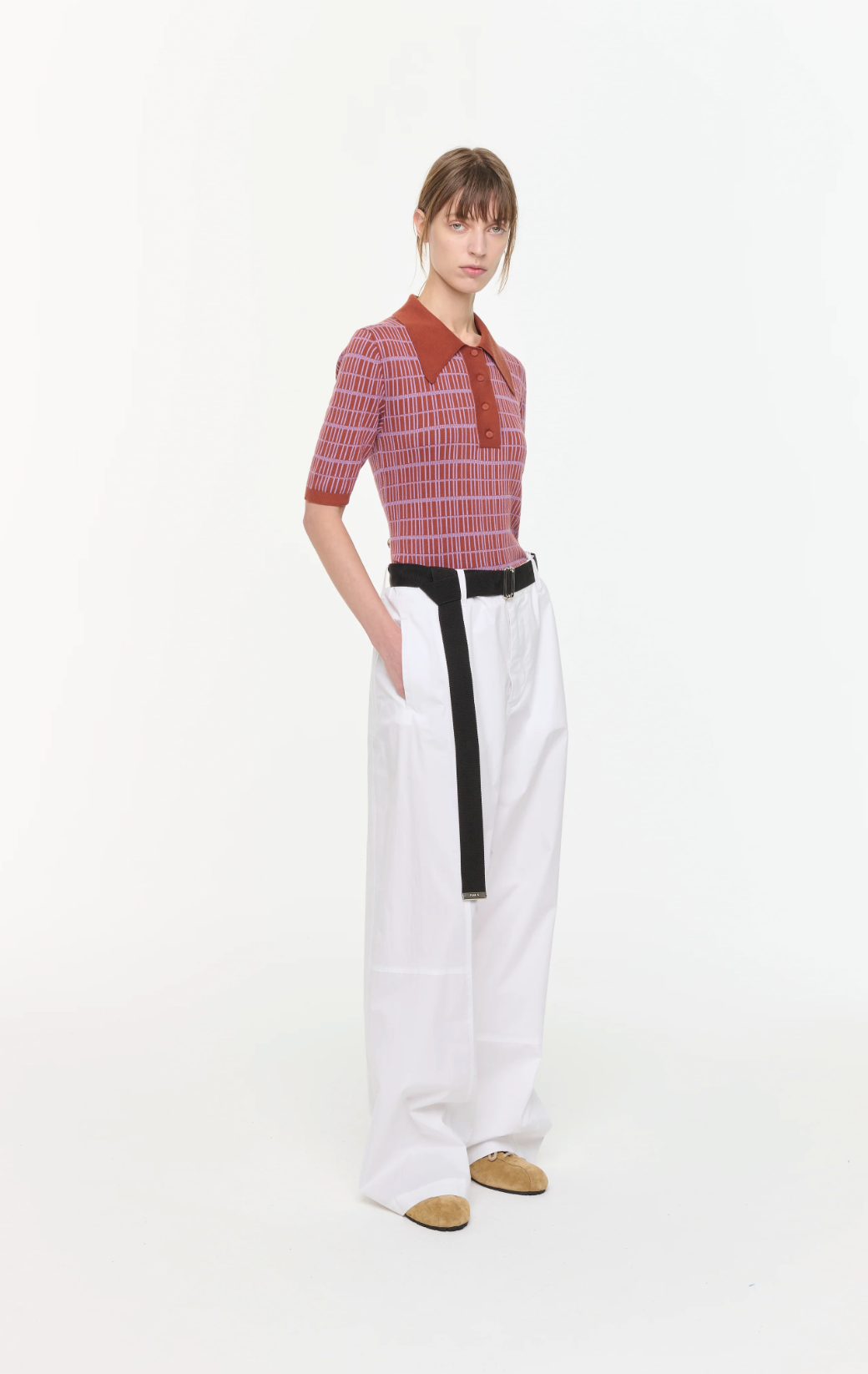 Plan C White Belted Trousers