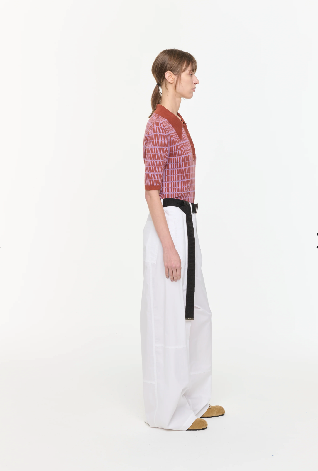 Plan C White Belted Trousers