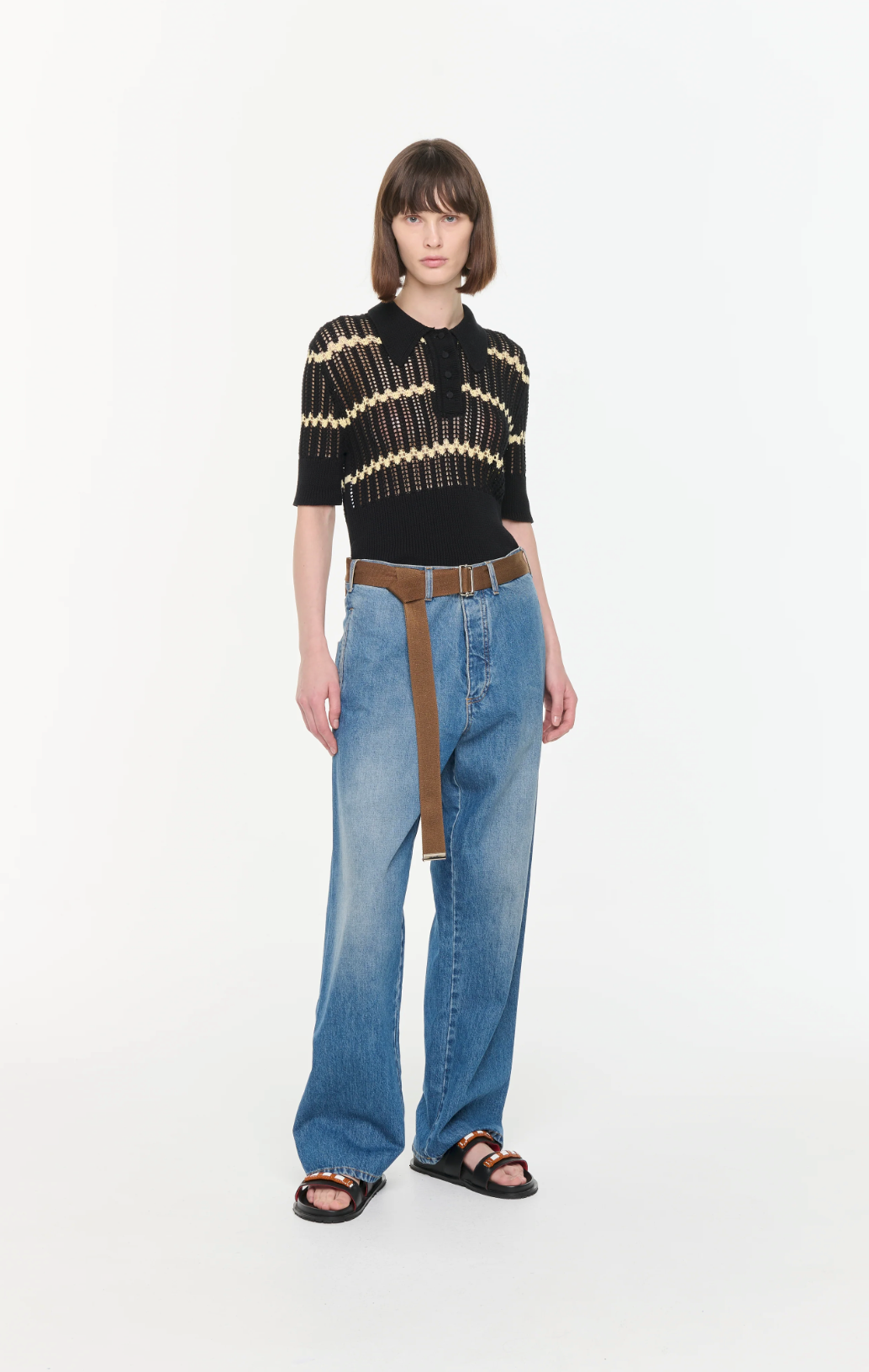 Plan C Wide Leg Denim Trousers