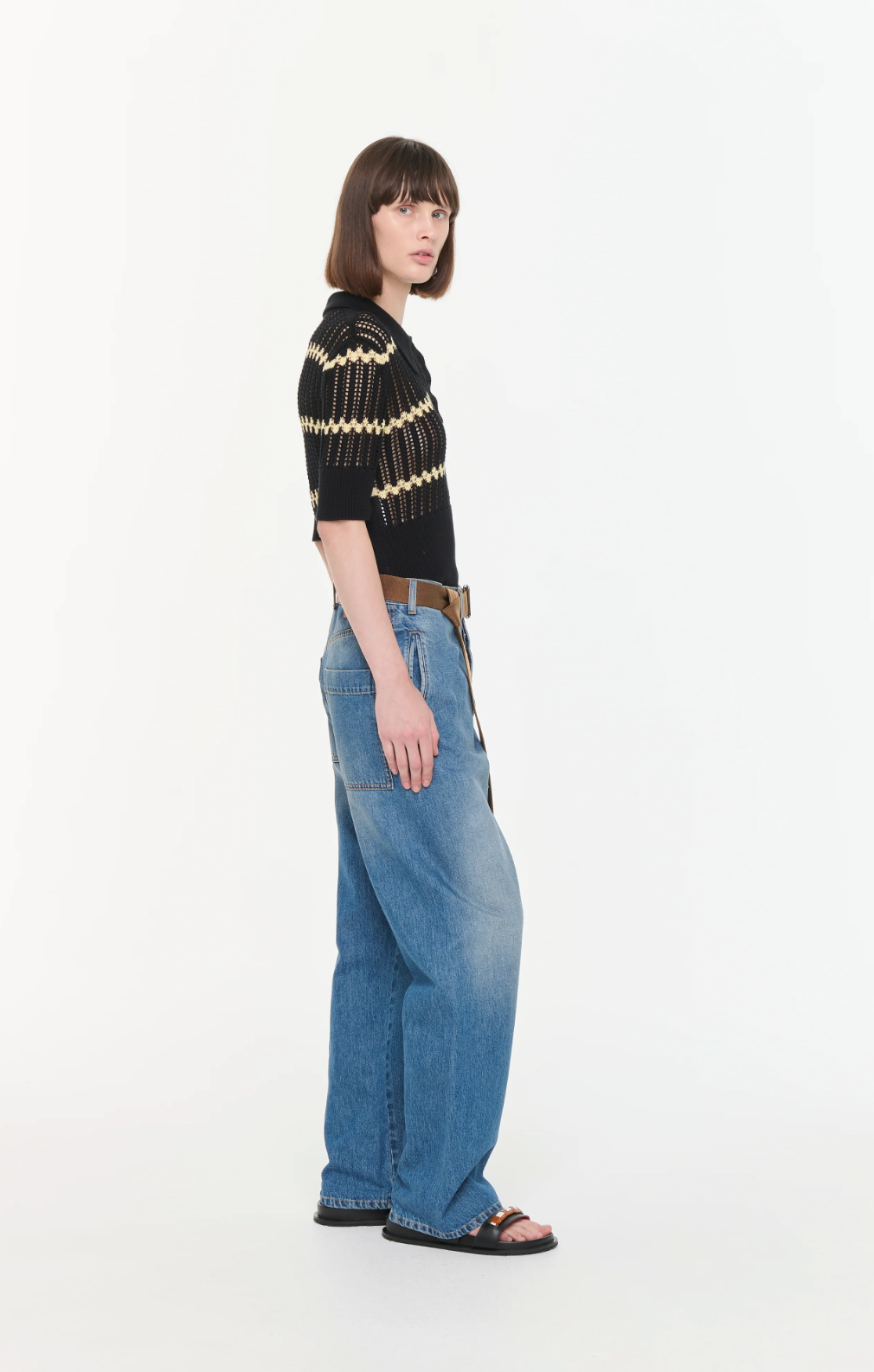 Plan C Wide Leg Denim Trousers