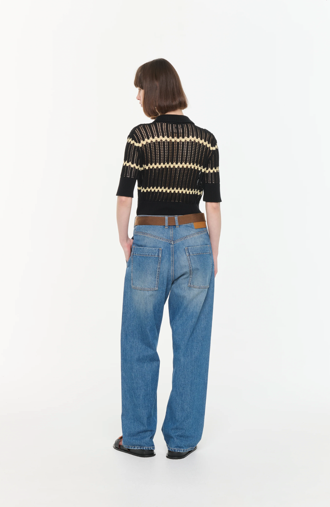 Plan C Wide Leg Denim Trousers