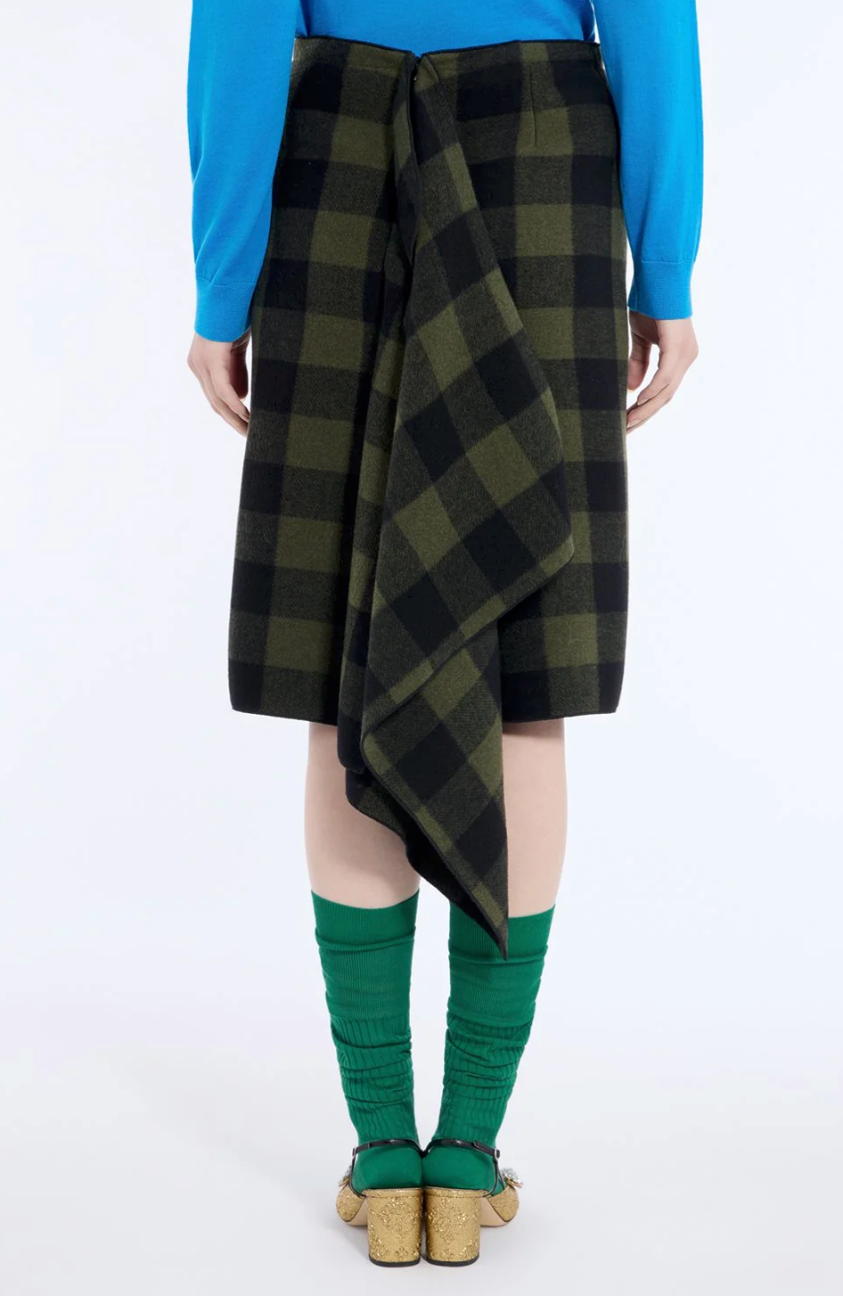 N21 Checked Asymmetric Midi Skirt