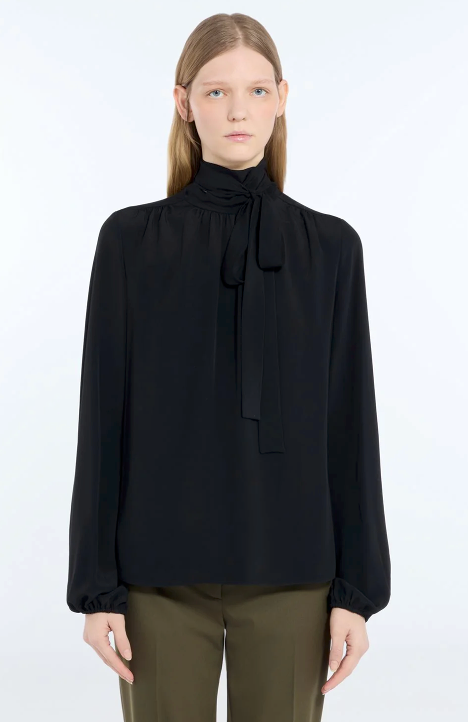 N21 Tie Neck Blouse Black