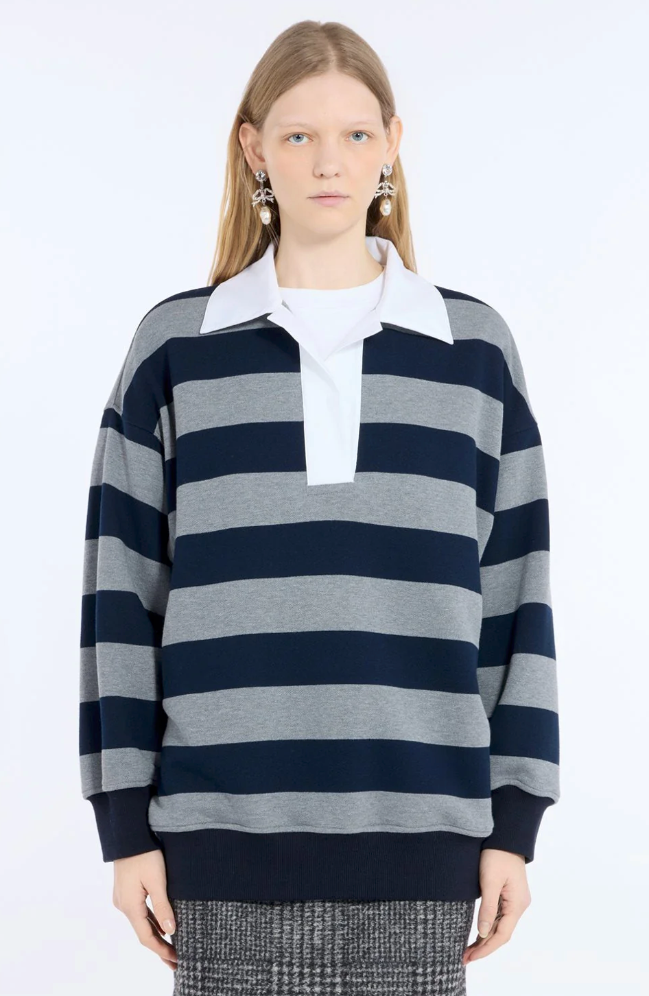 N21 Striped Cotton Polo Sweatshirt