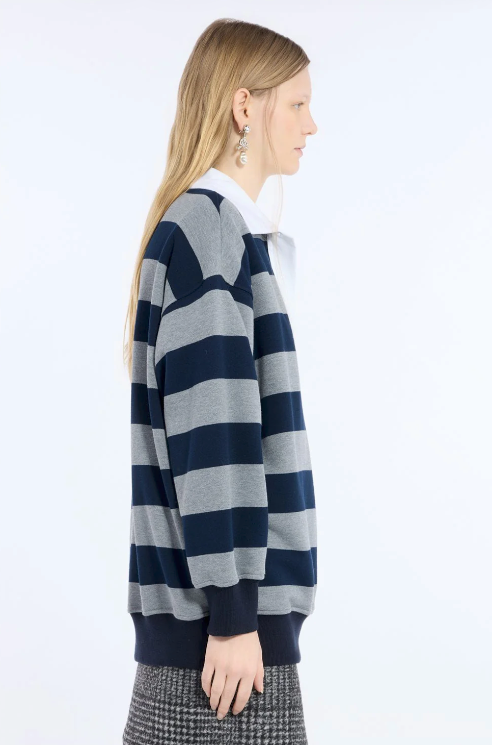 N21 Striped Cotton Polo Sweatshirt