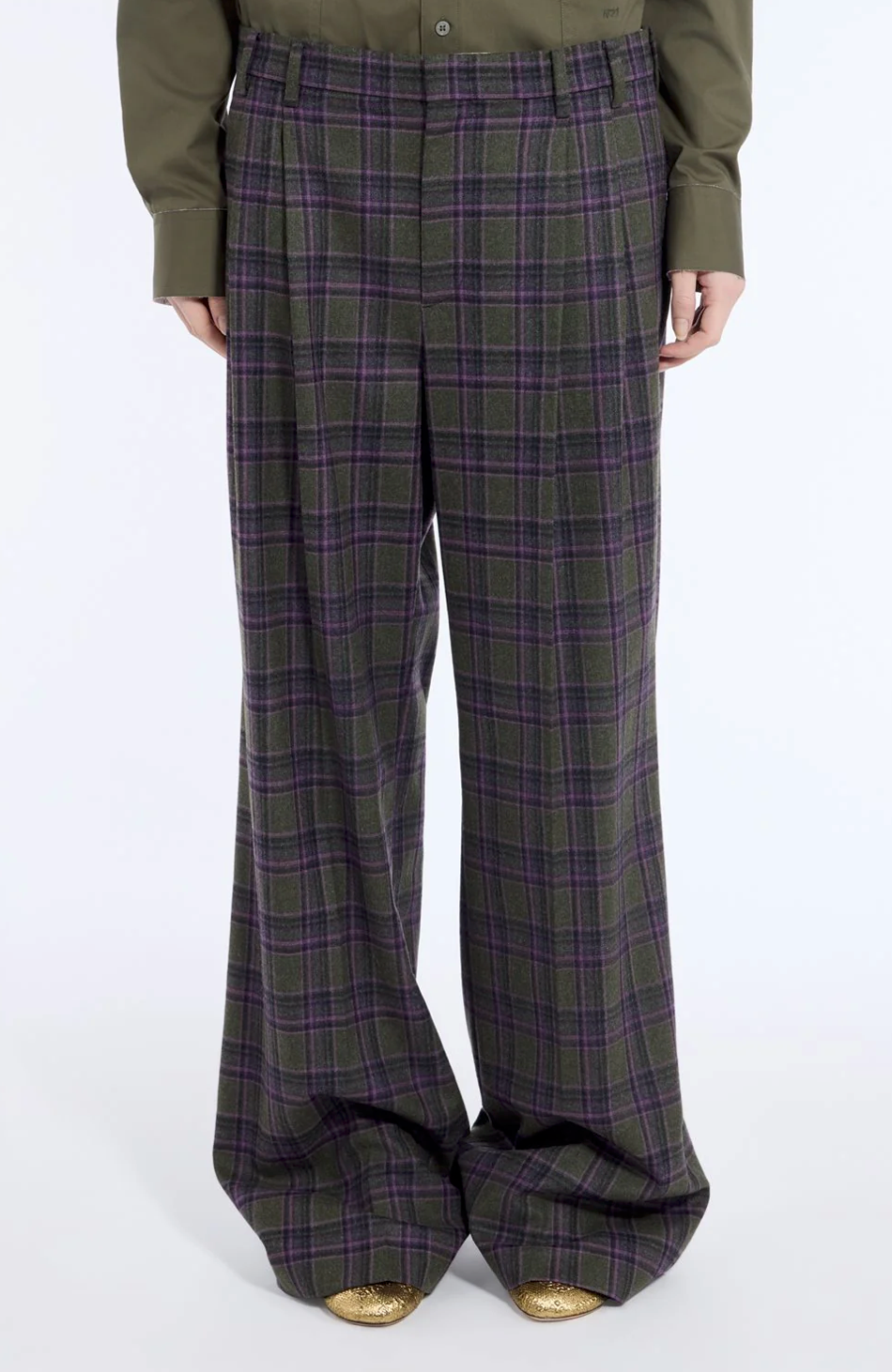 N21 Check Wide Leg Trousers