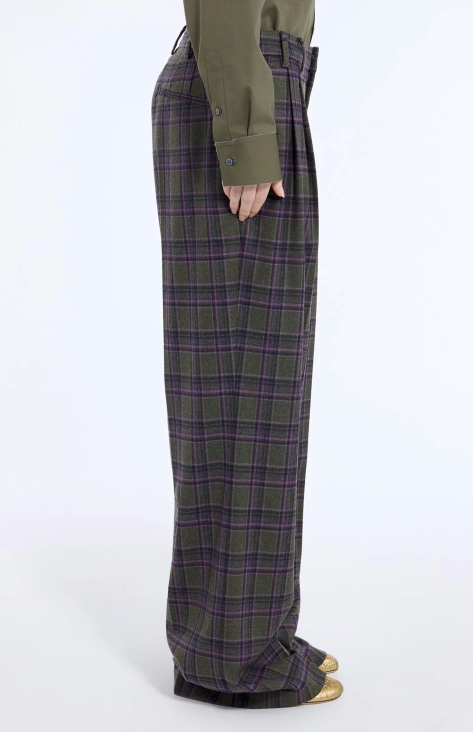 N21 Check Wide Leg Trousers
