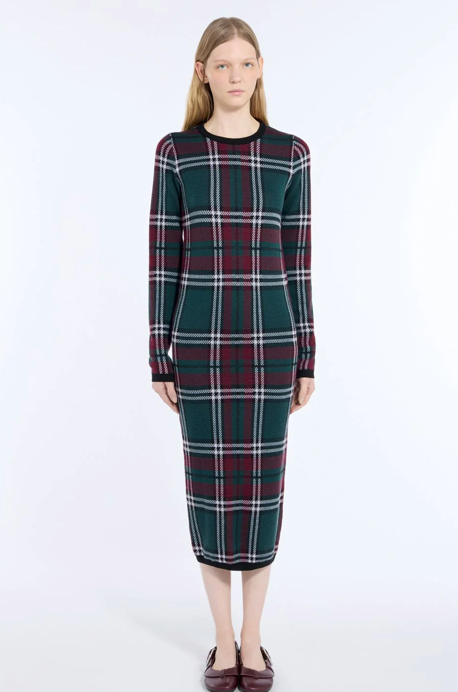 N21 Tartan Knit Midi Dress Multicolor