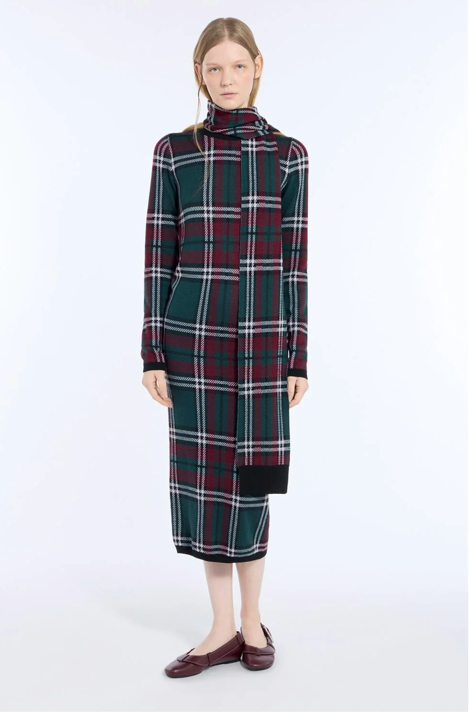 N21 Tartan Knit Midi Dress Multicolor