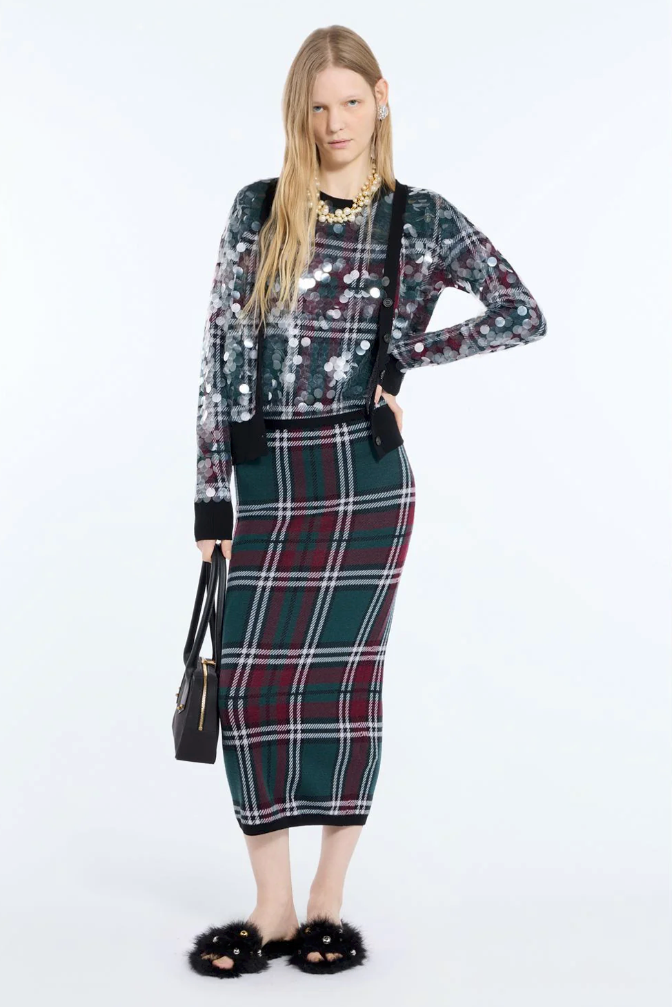 N21 Sequined Check Cardigan