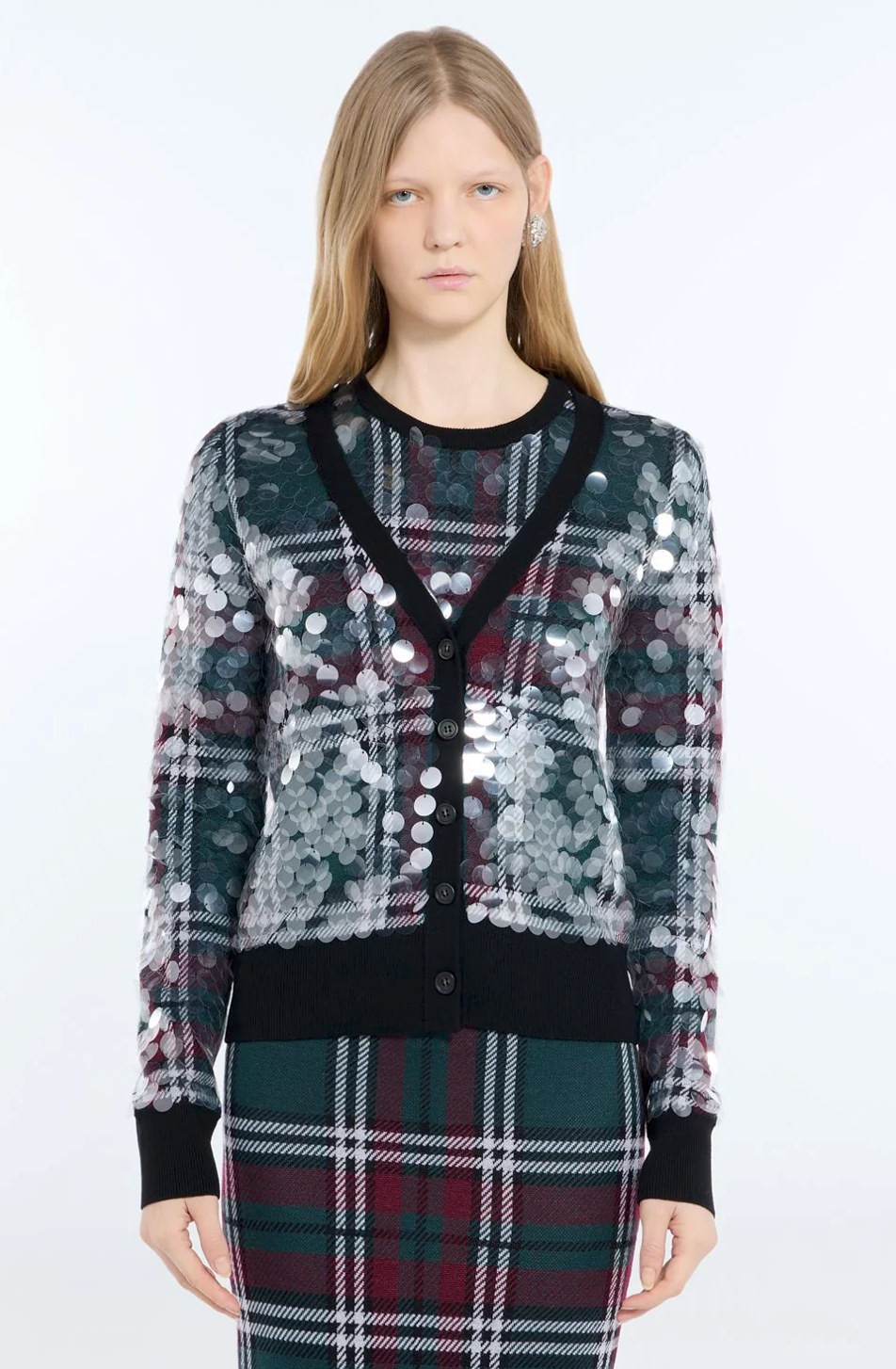 N21 Sequined Check Cardigan