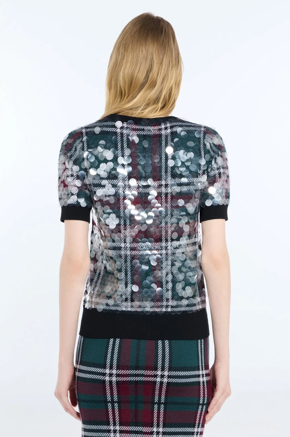 N21 Sequined Check Knit Top