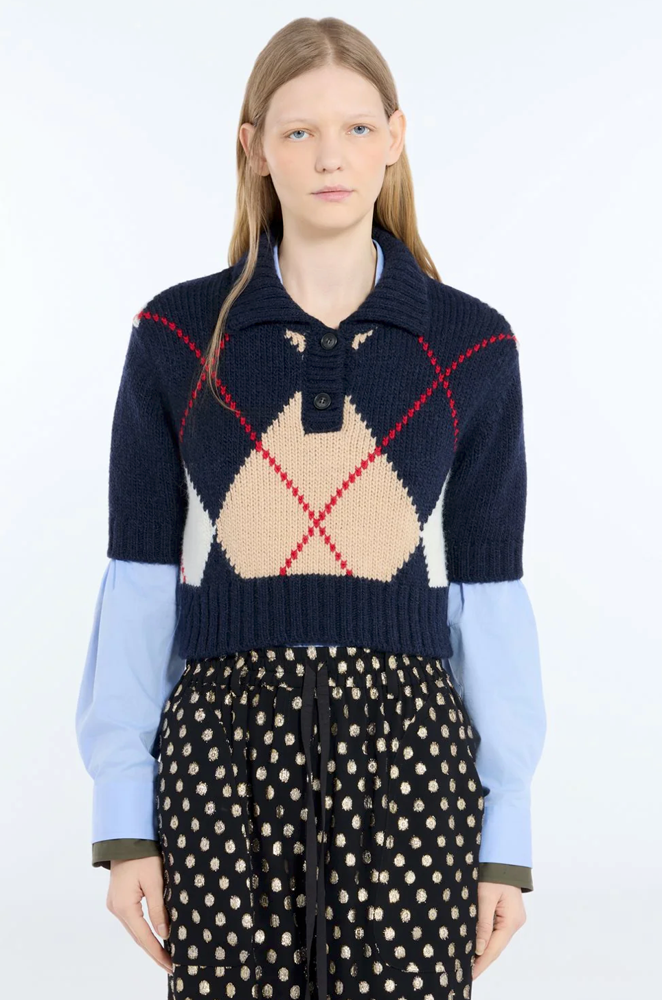 N21 Argyle Crop Knit Sweater