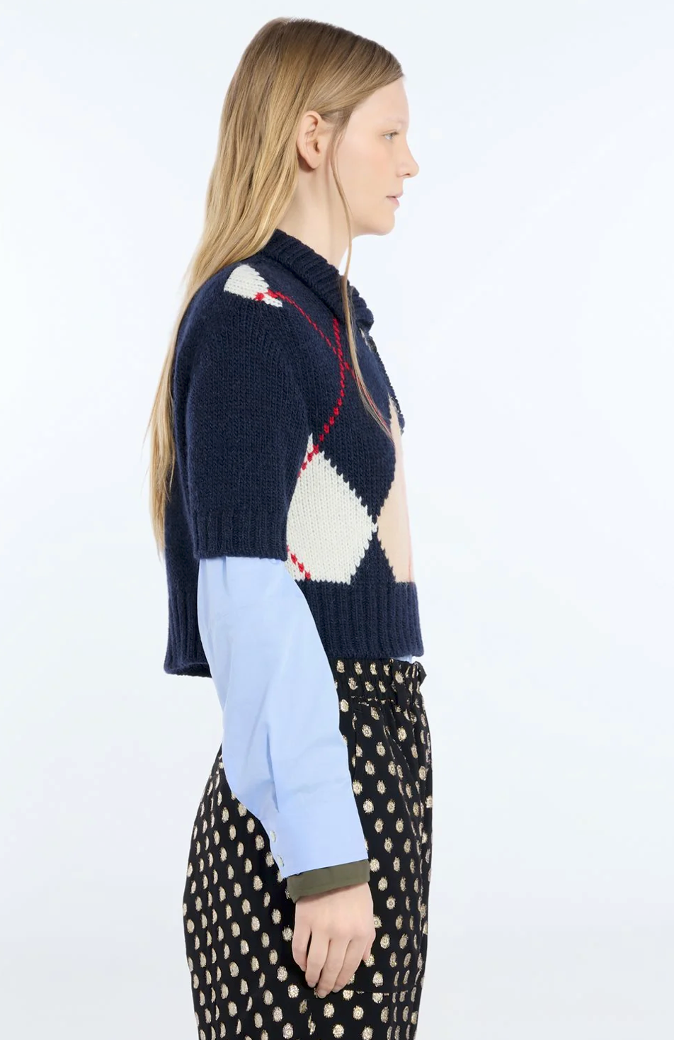 N21 Argyle Crop Knit Sweater