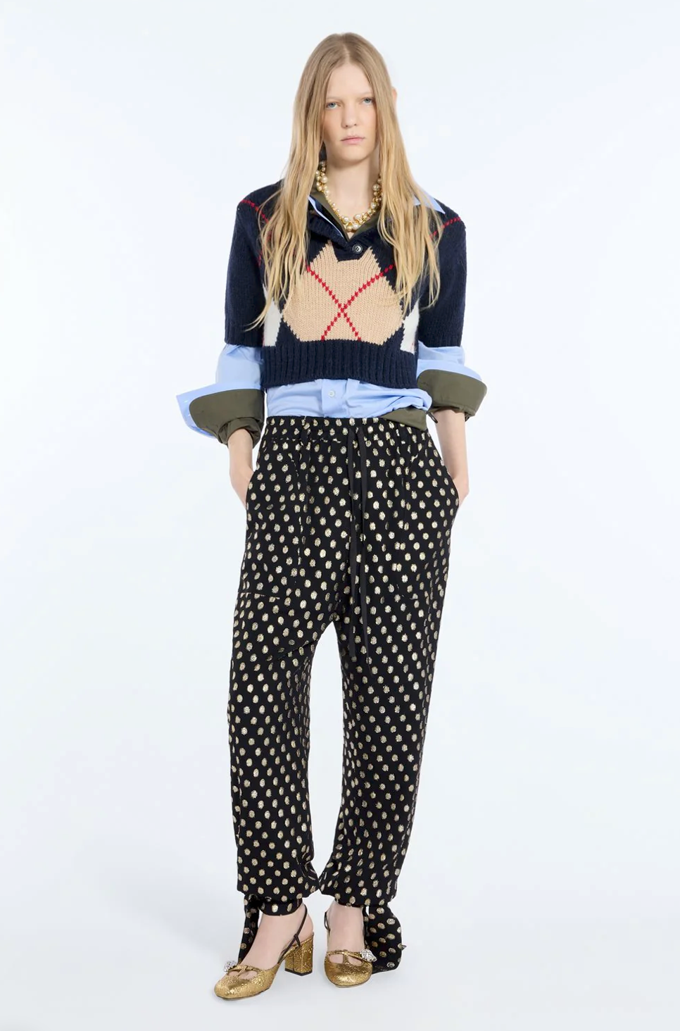 N21 Argyle Crop Knit Sweater