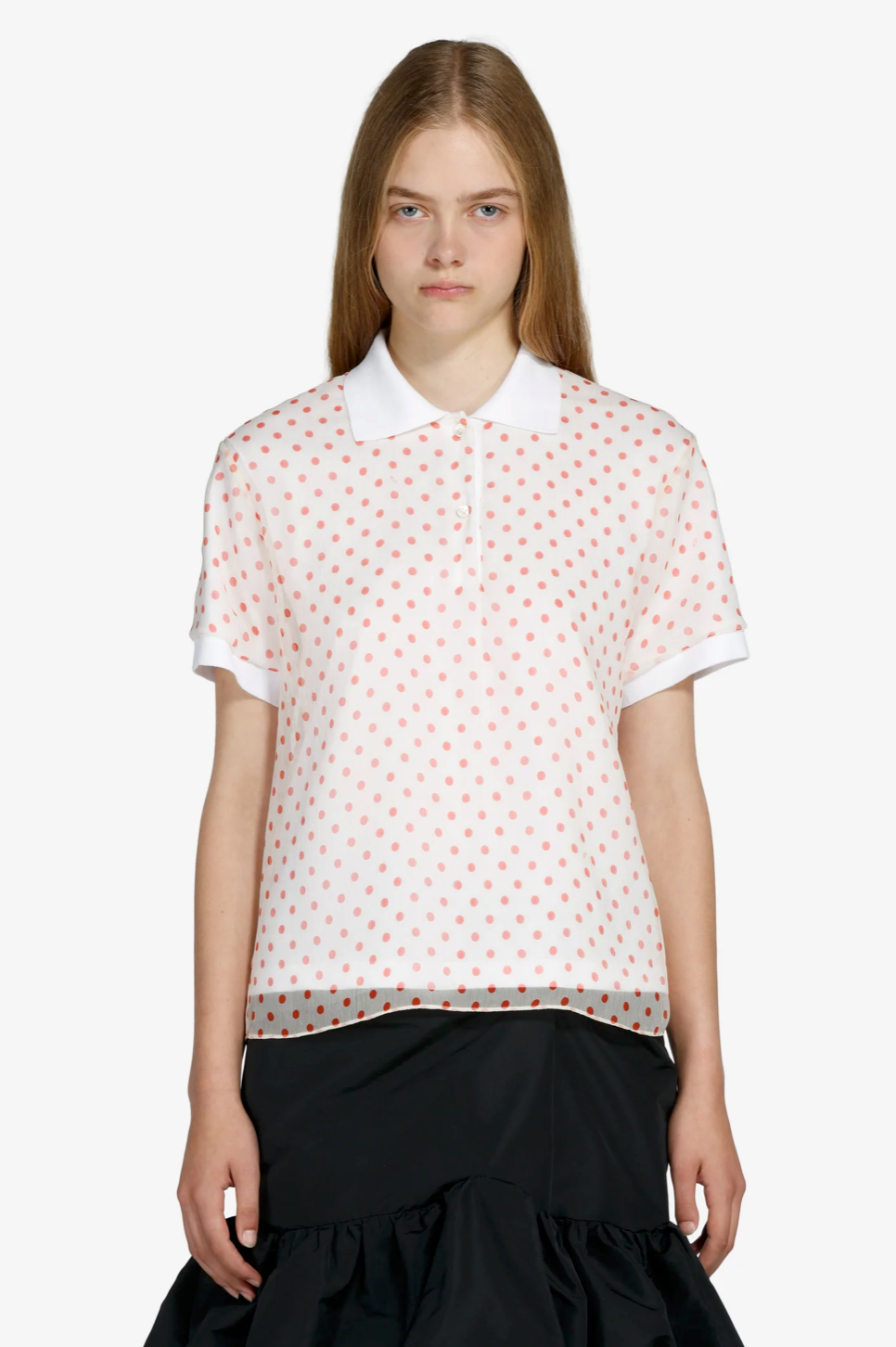 N°21 White Polo with Red Polka Dots