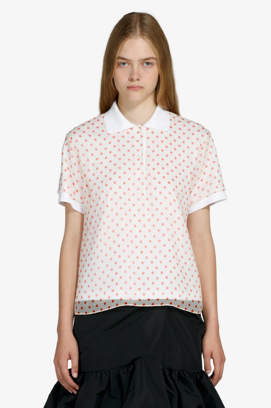 N°21 White Polo with Red Polka Dots