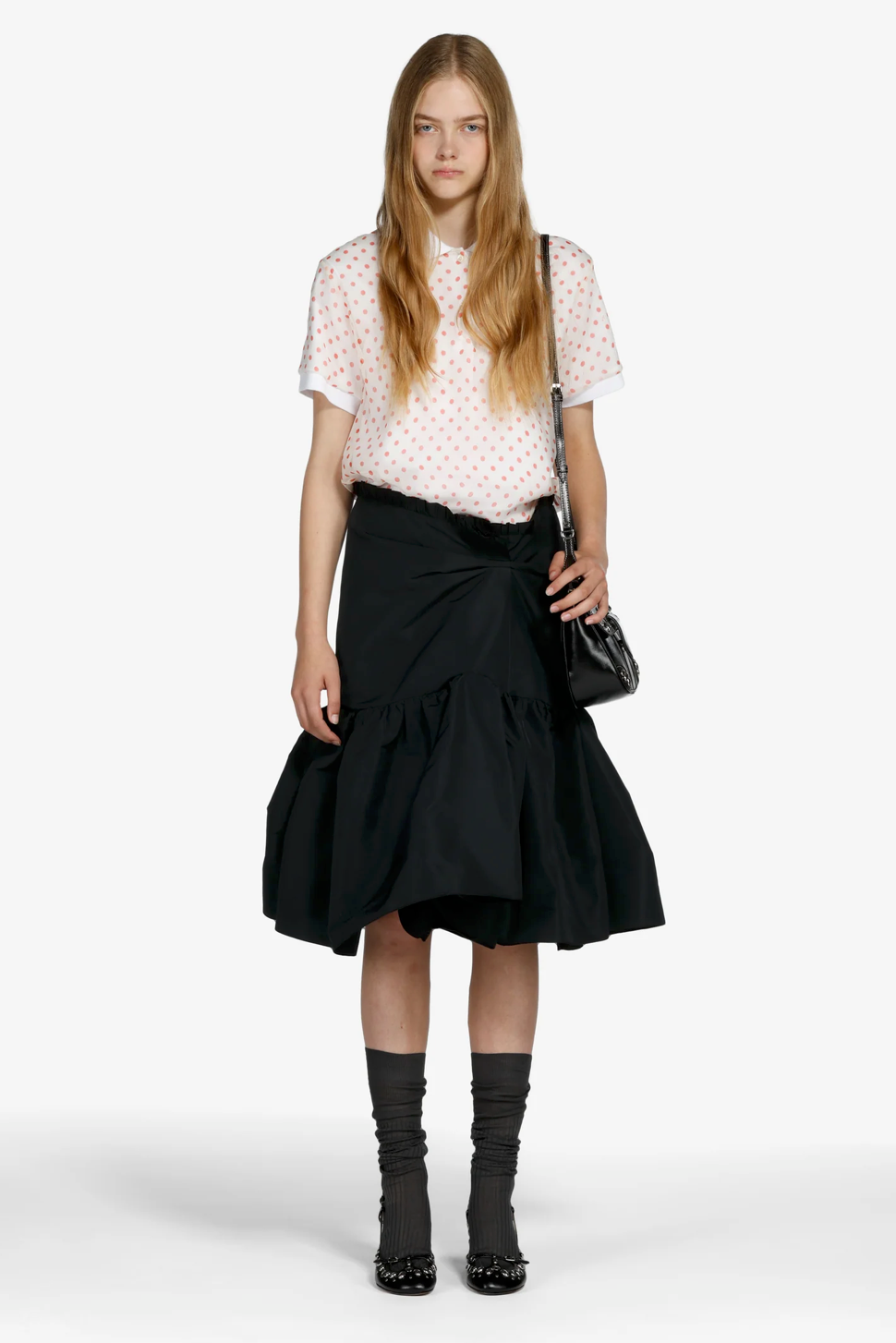 N°21 White Polo with Red Polka Dots