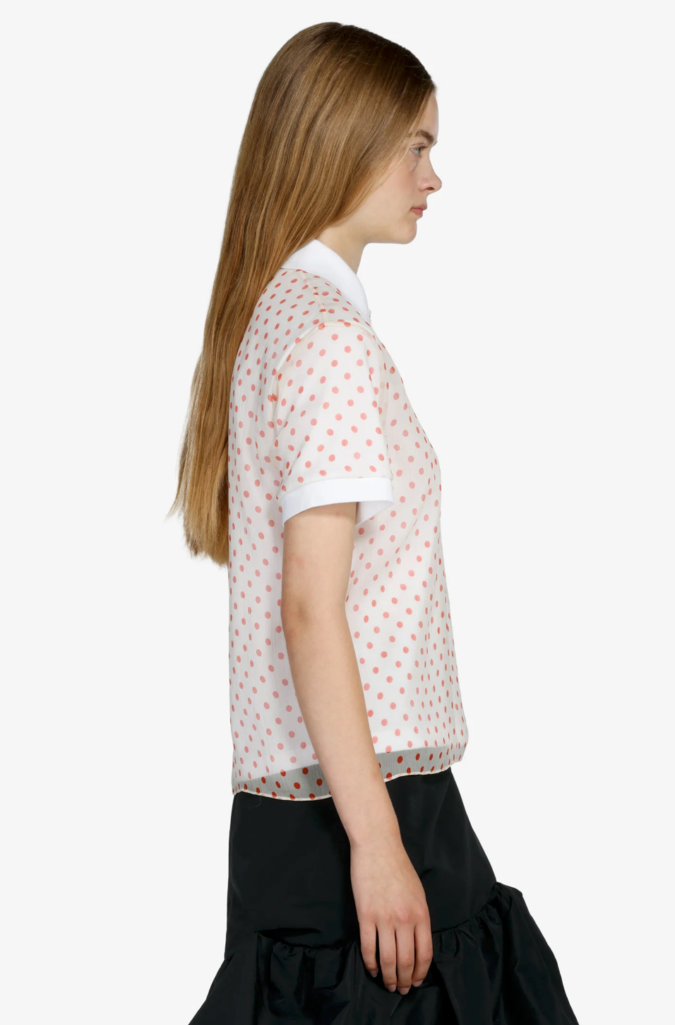 N°21 White Polo with Red Polka Dots