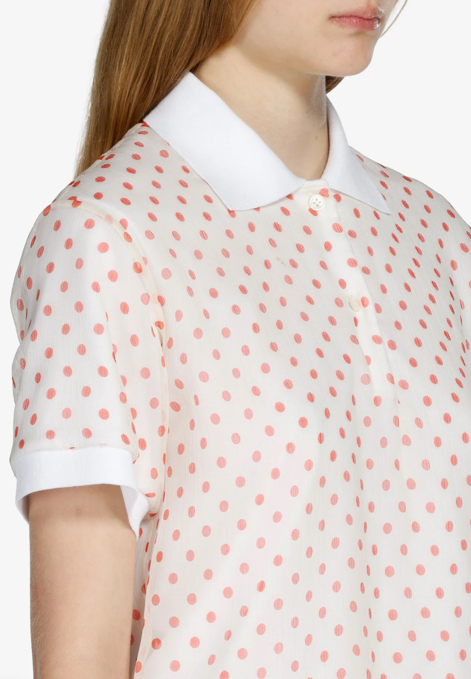 N°21 White Polo with Red Polka Dots