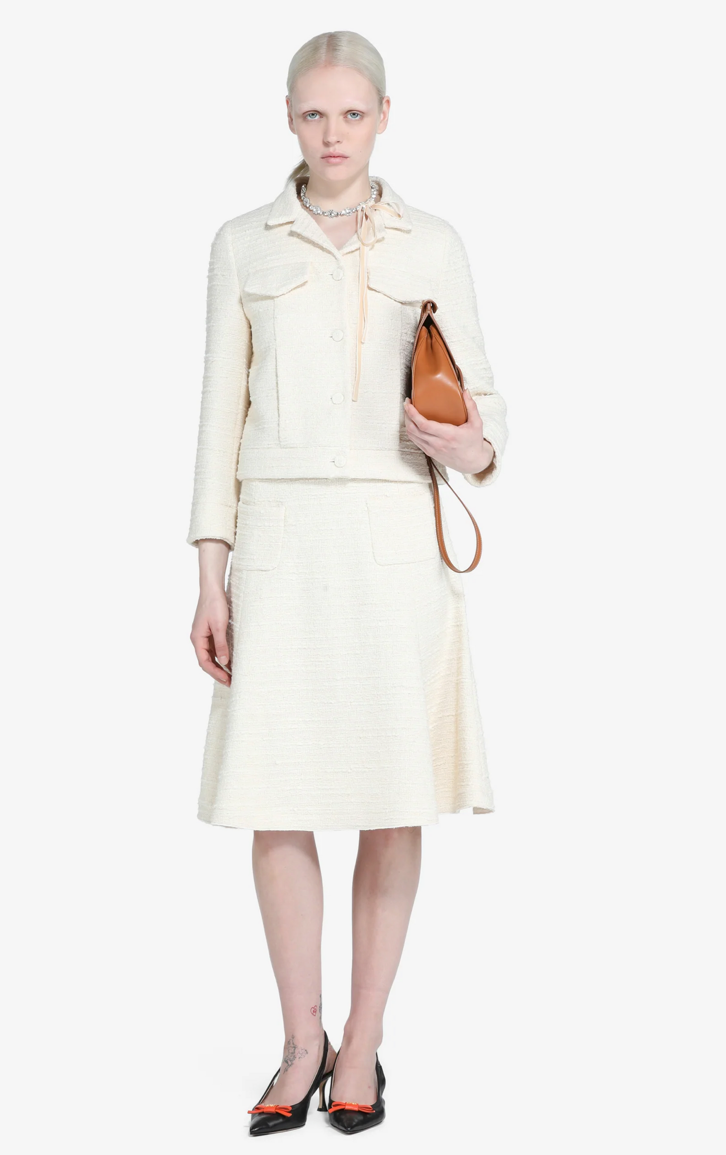 N°21 Cream Bouclé Skirt