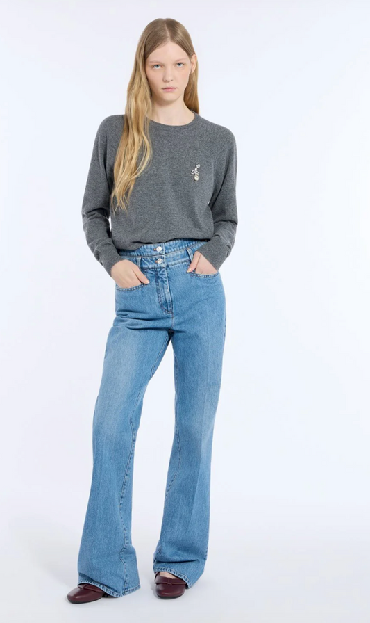 N21 Embellished Knit Sweater Grey