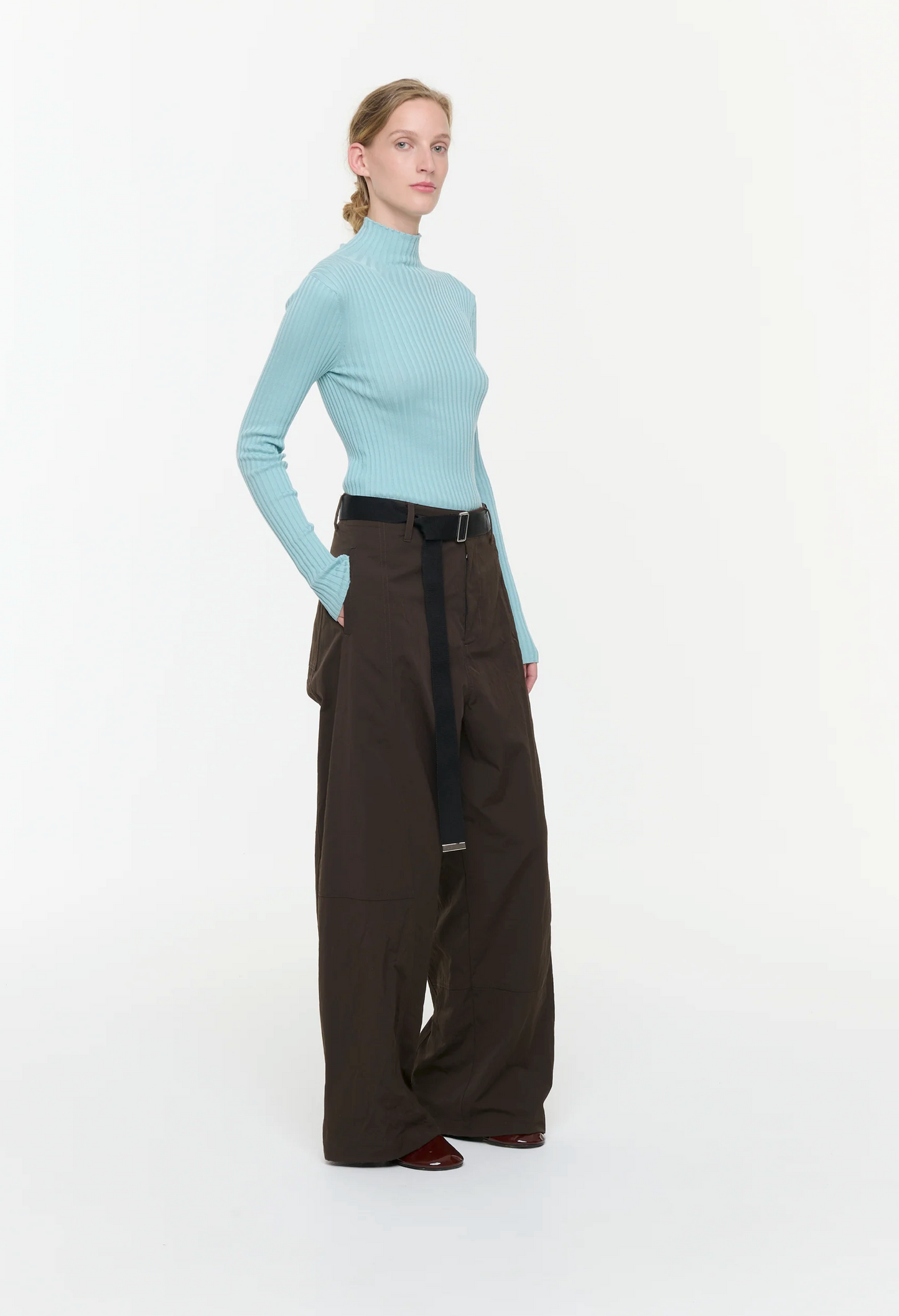 Plan C Wide Leg Trousers Brown