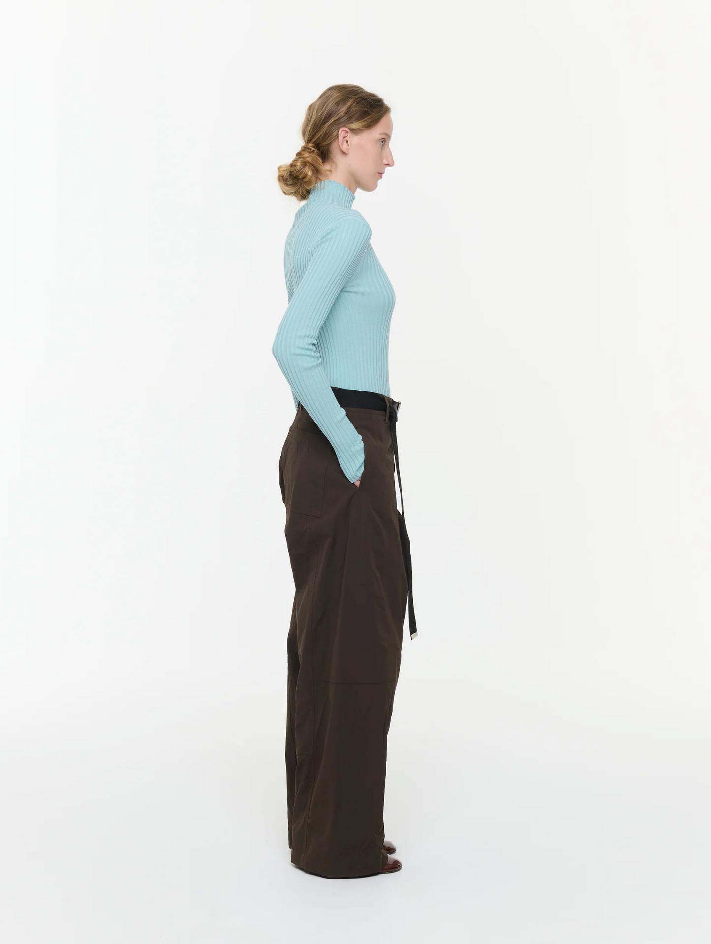 Plan C Wide Leg Trousers Brown