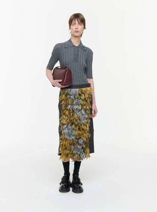 Plan C Feather Midi Skirt