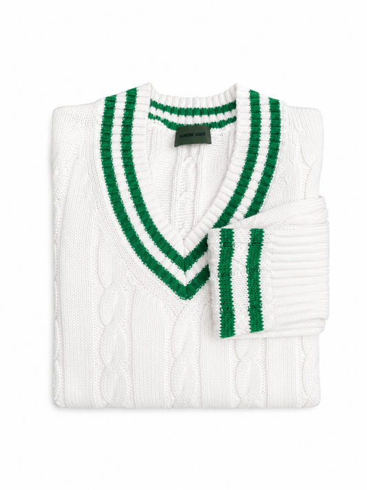 Salvatore Schito Cable-Knit Sweater Off White Green