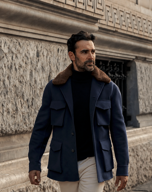 Alfredo Rifugio Cashmere Field Jacket Navy