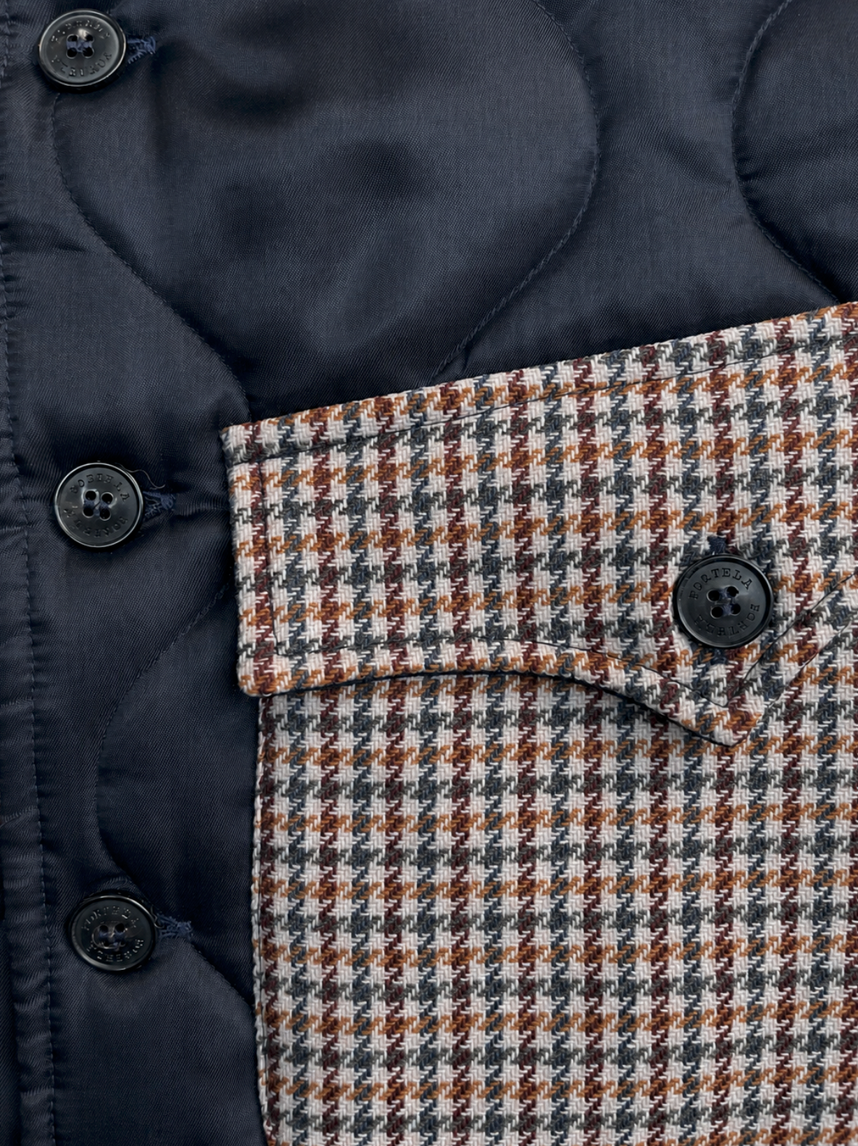 Fortela Military Quilted Jacket Navy