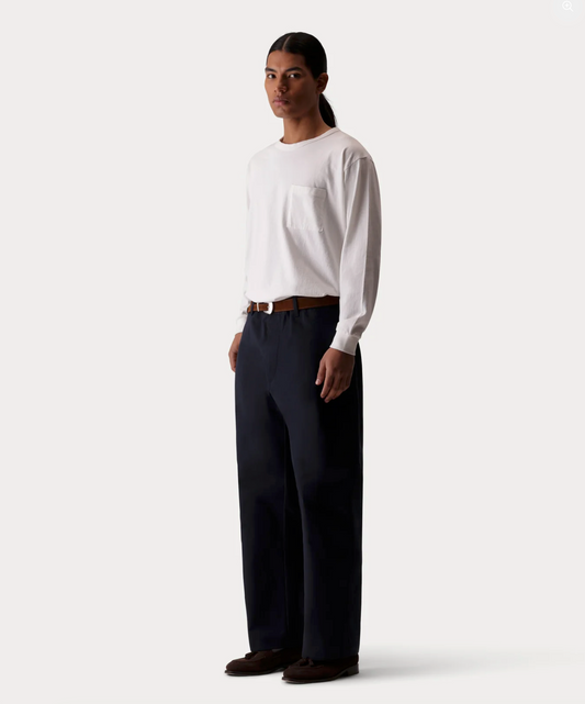 Fortela Silver Cotton Trousers Navy