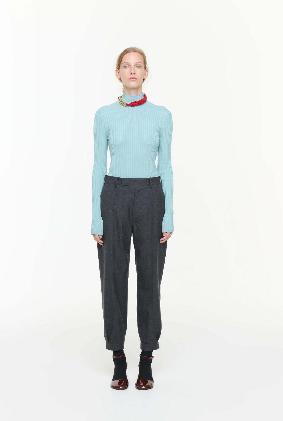 PLAN C Grey Cuffed Trousers