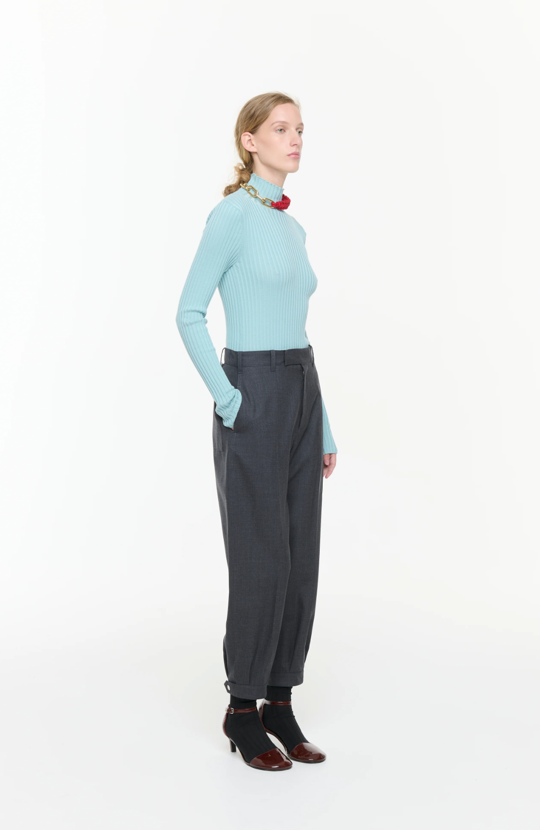 PLAN C Grey Cuffed Trousers