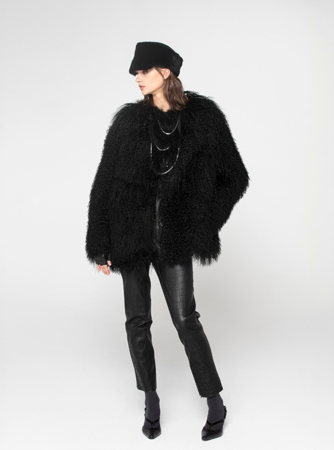 DESA 1972 Mongolian Shearling Black Jacket
