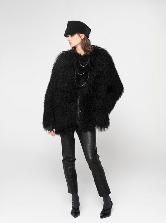 DESA 1972 Mongolian Shearling Black Jacket