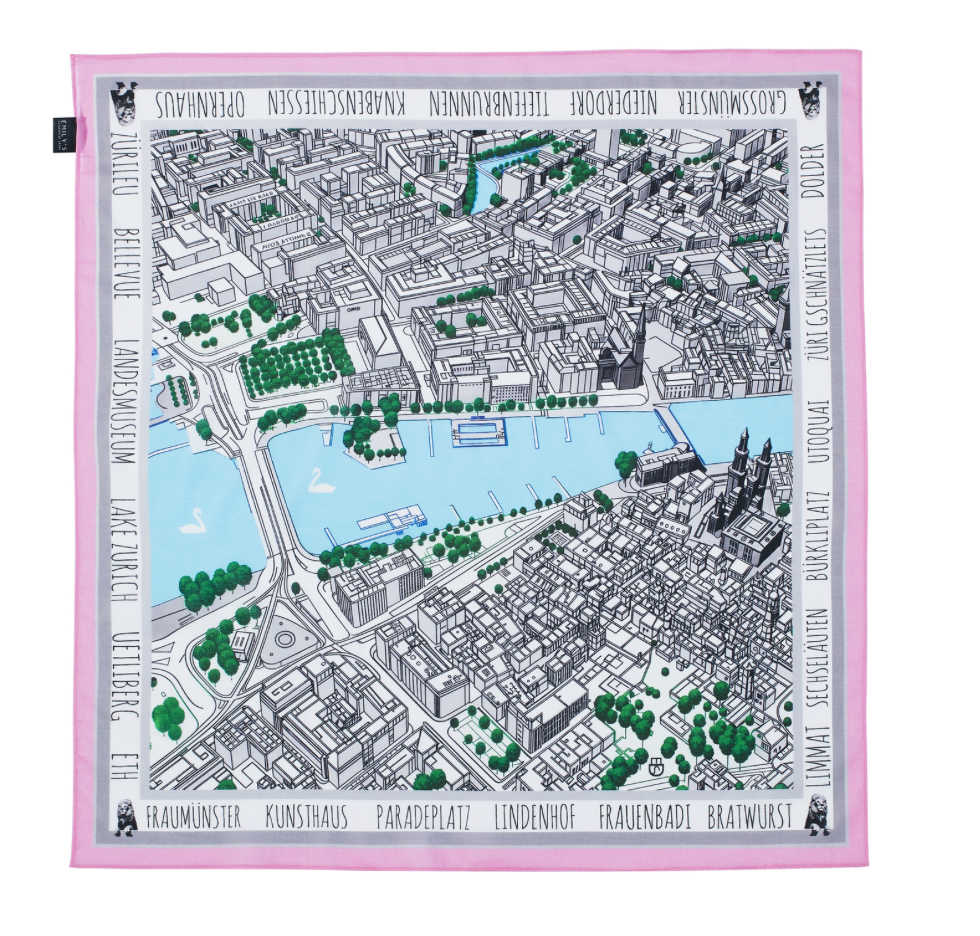 BANDANA ZÜRICH CITY MAP ROSA