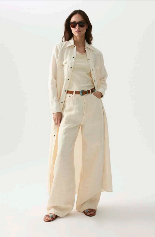 TROUSERS WIDE LEG LINEN