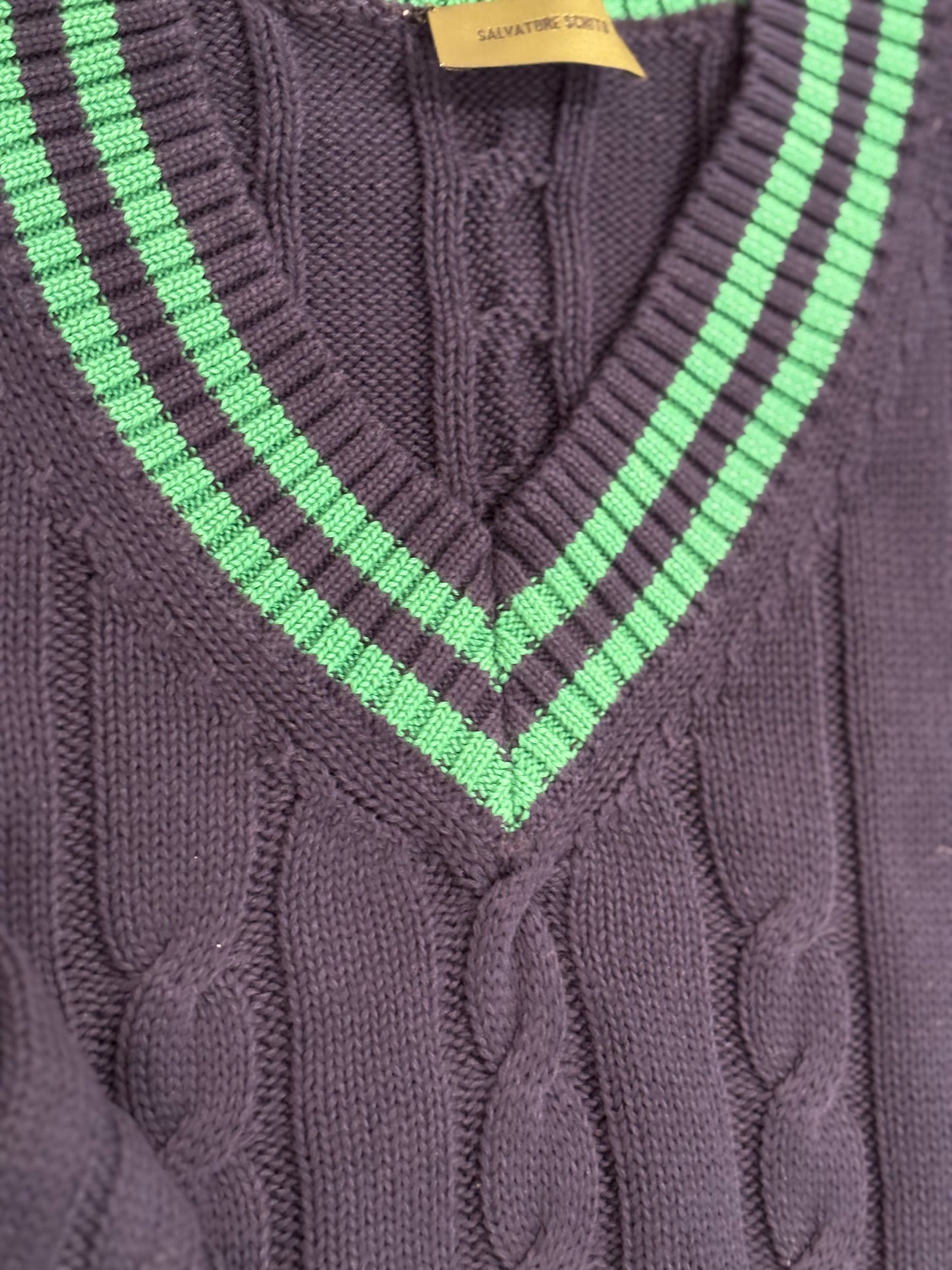 VALENTINI V NECK BLUE GREEN