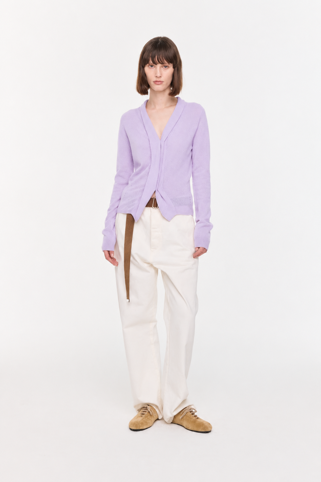 Plan C Soft Cashmere Cardigan Lilac