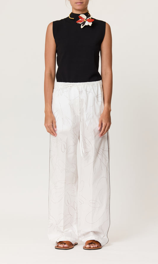 TROUSERS WHITE FLOWER