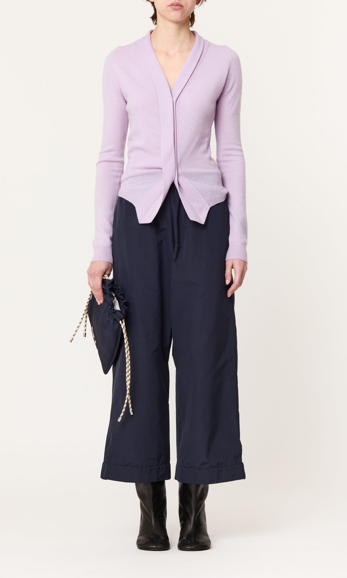 Plan C Soft Cashmere Cardigan Lilac